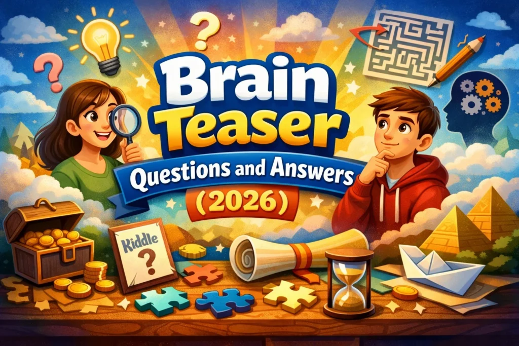 “Notebook and puzzle pieces representing brain teasers.”