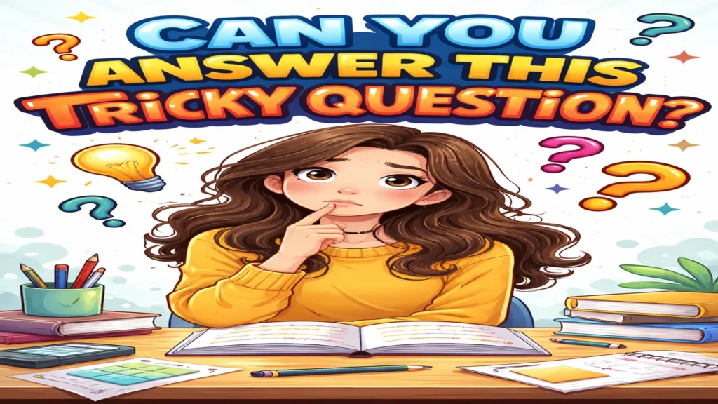 Person studying a tricky question with puzzle icons nearby
