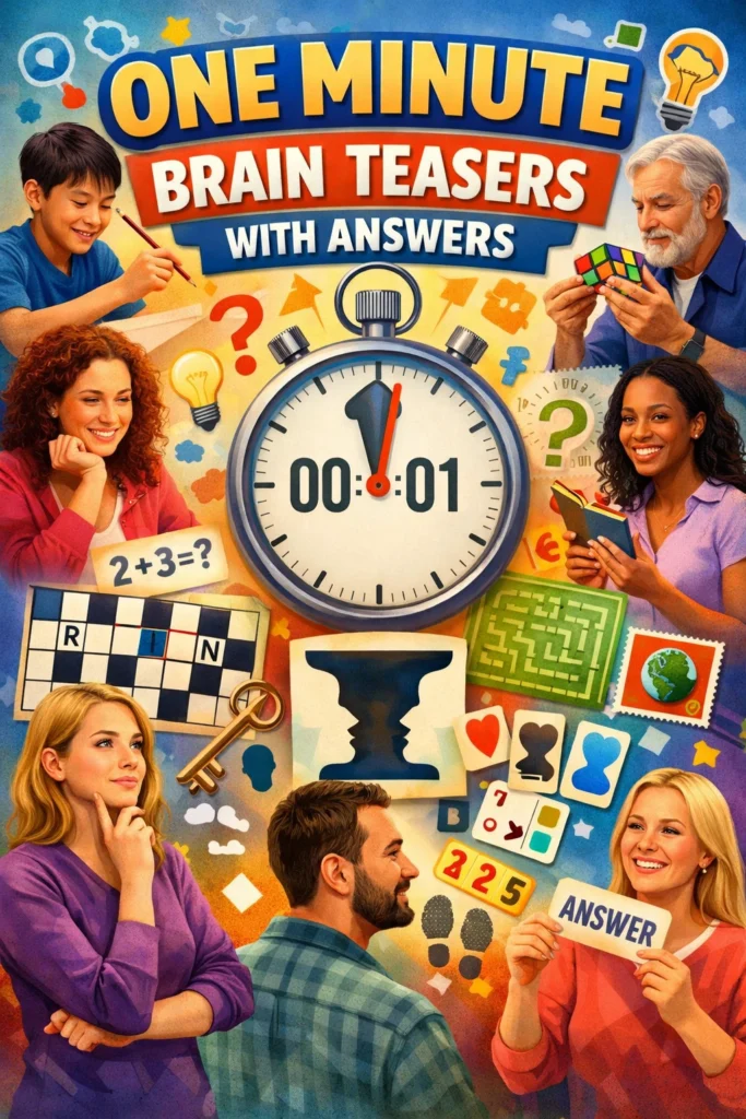 People engaging with one minute brain teasers