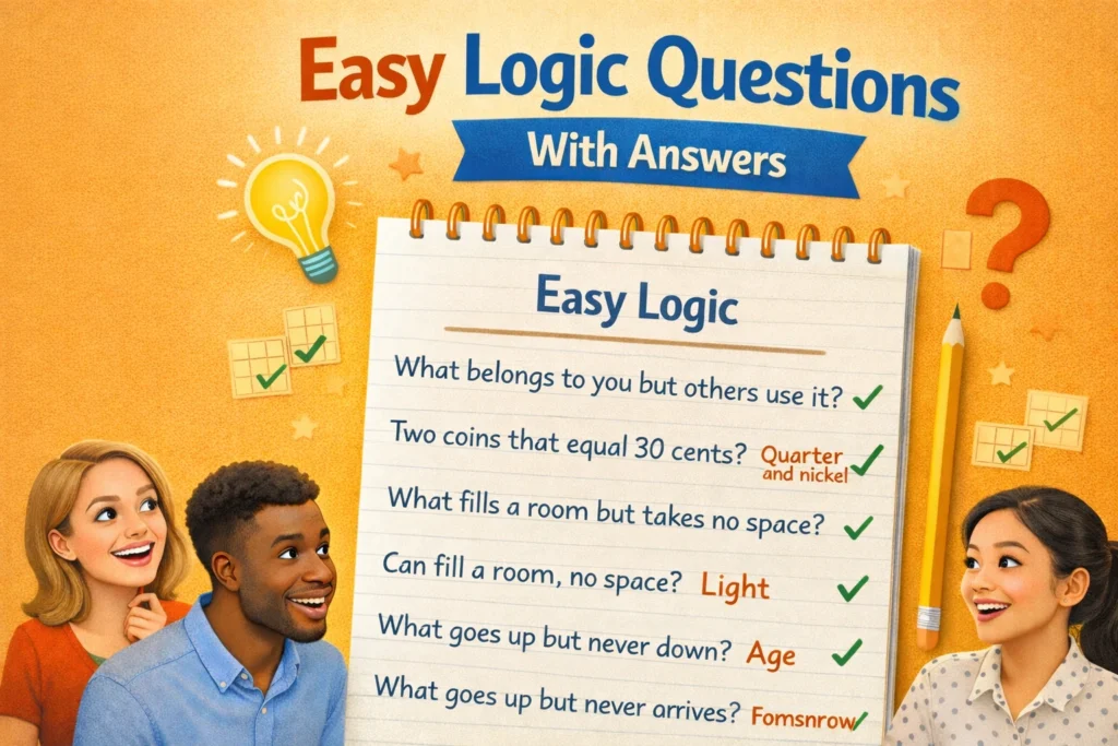 Notepad with easy logic questions and answers