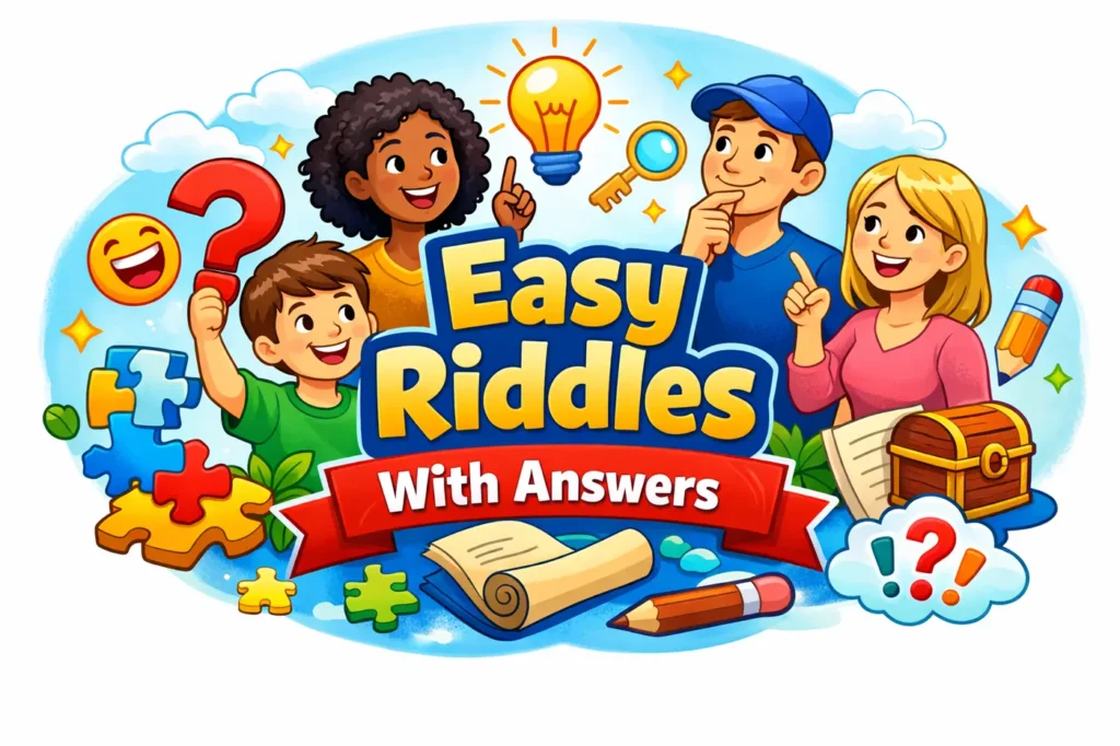 group enjoying simple riddles and puzzles