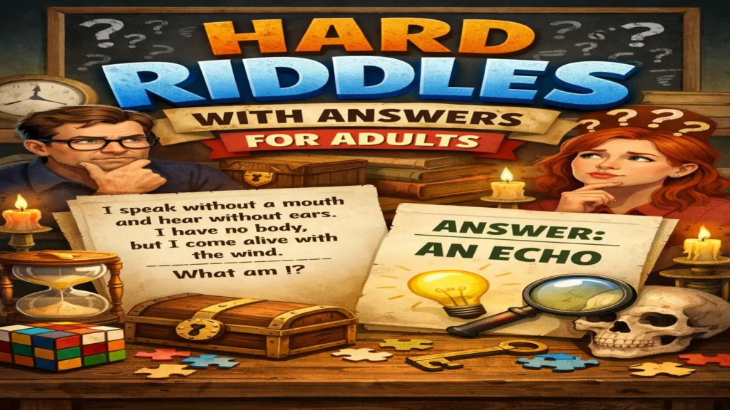 Adults solving hard riddles during a cozy game night