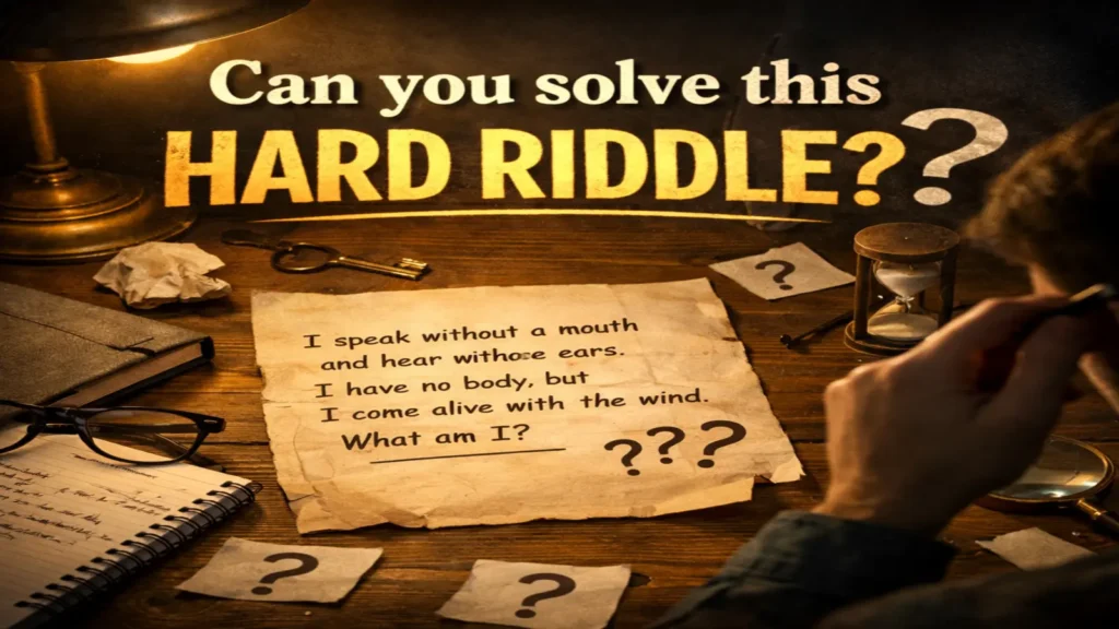 Person thinking through a difficult riddle at a desk