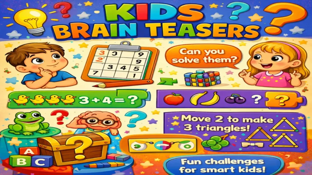 Kids smiling while solving brain teasers together