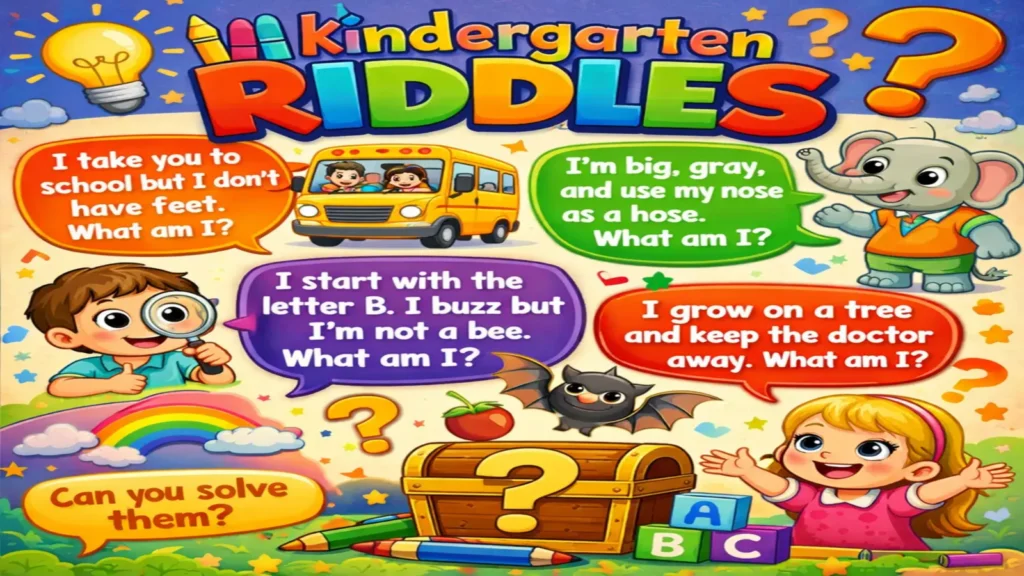 Kindergarten kids smiling while solving simple riddles together