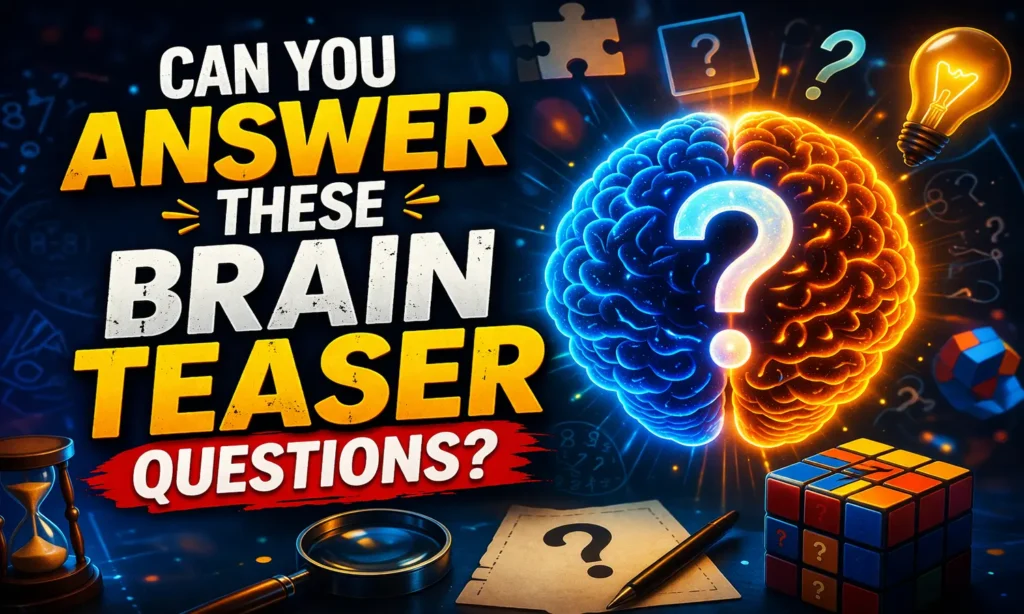 Puzzle cards and notes on a desk for brain teaser questions