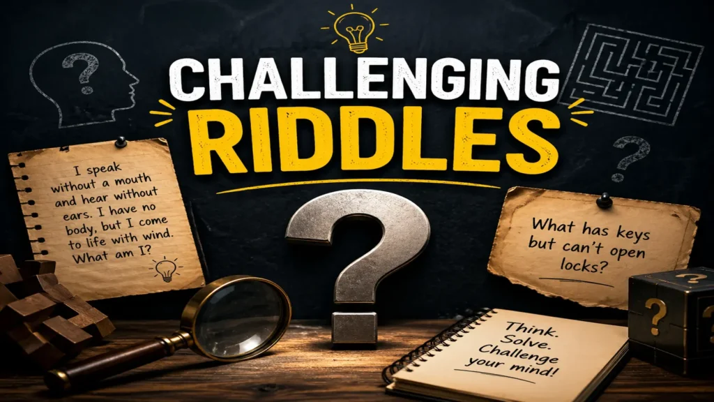 Friends solving clever riddles together at a table.