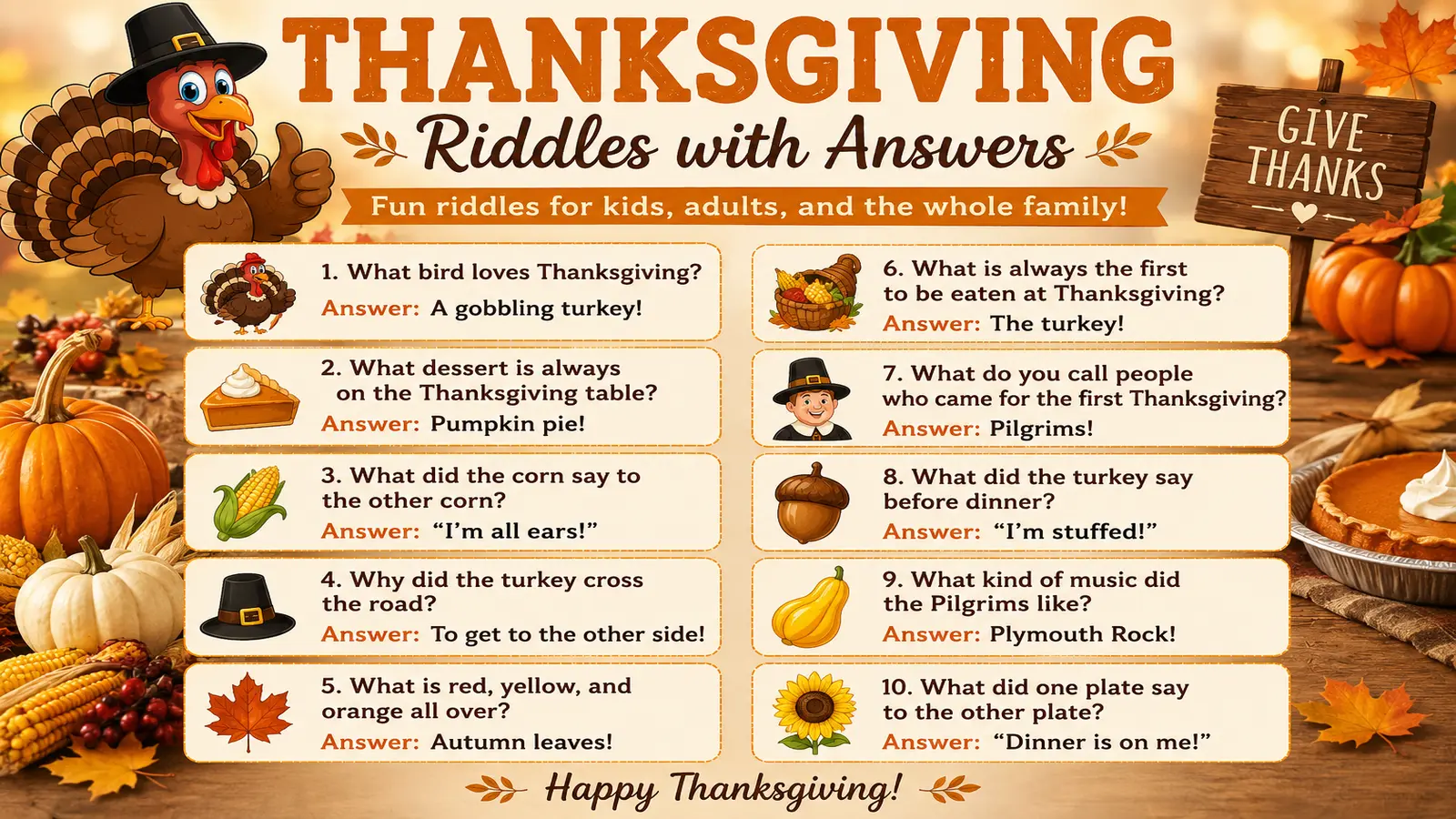 Thanksgiving Riddles With Answers for Family Fun