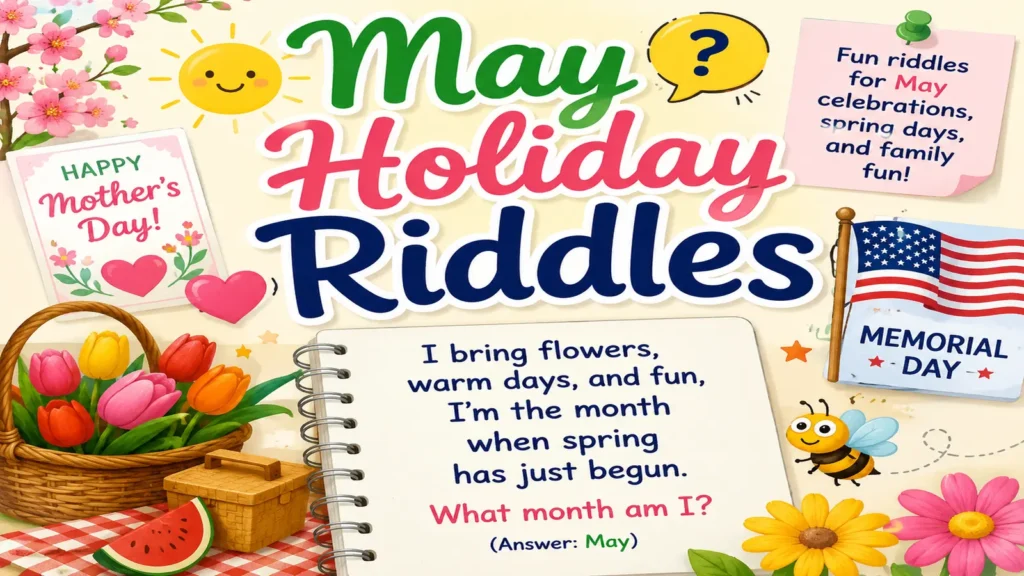 Families enjoying May holiday riddles during a spring picnic