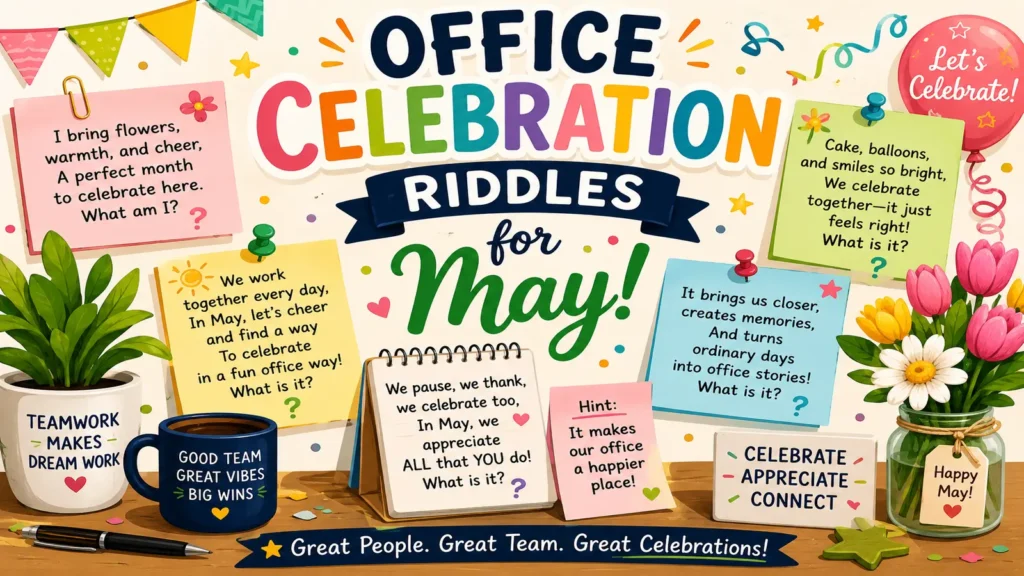 Coworkers playing May office riddle games together