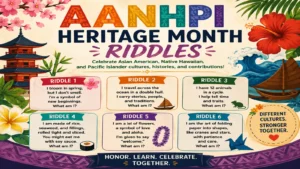 Families and students enjoying AANHPI Heritage Month riddles together