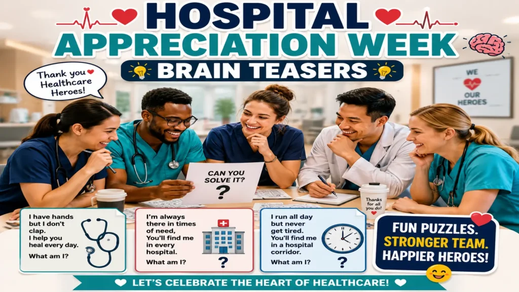 Hospital staff solving brain teasers during appreciation week