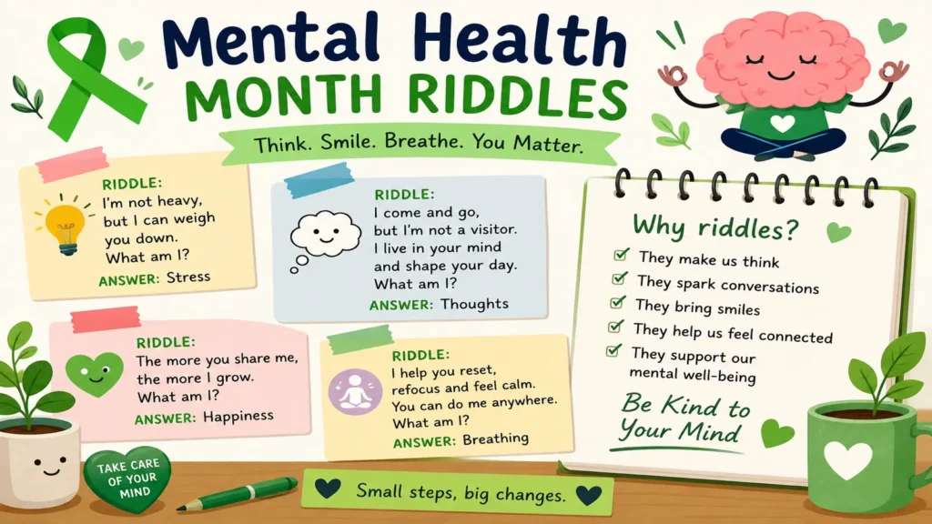 People sharing mental health riddles during a wellness event