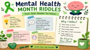People sharing mental health riddles during a wellness event
